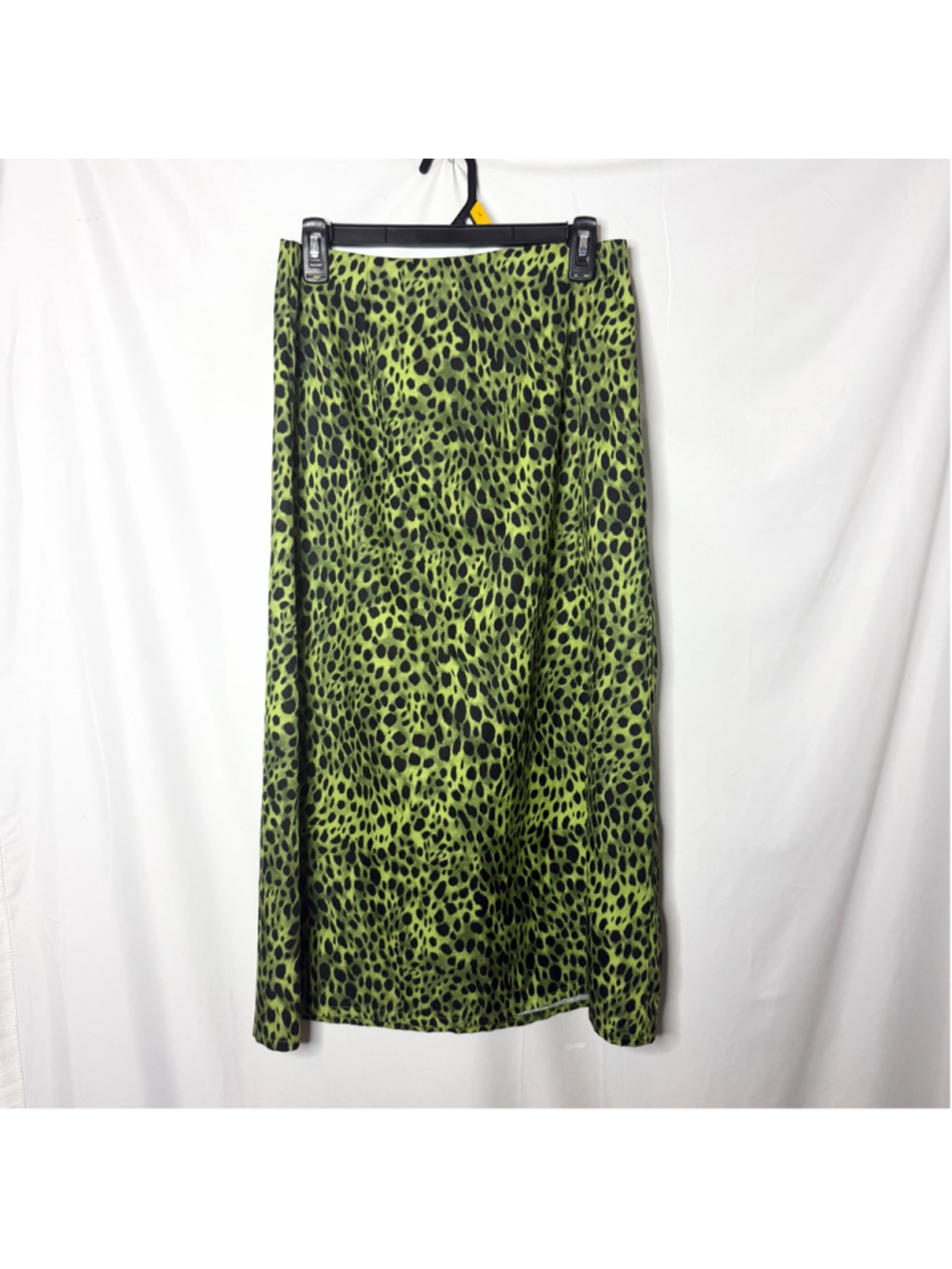 Women's Shein Midi Skirt Size M Green Black Animal Cheetah Print